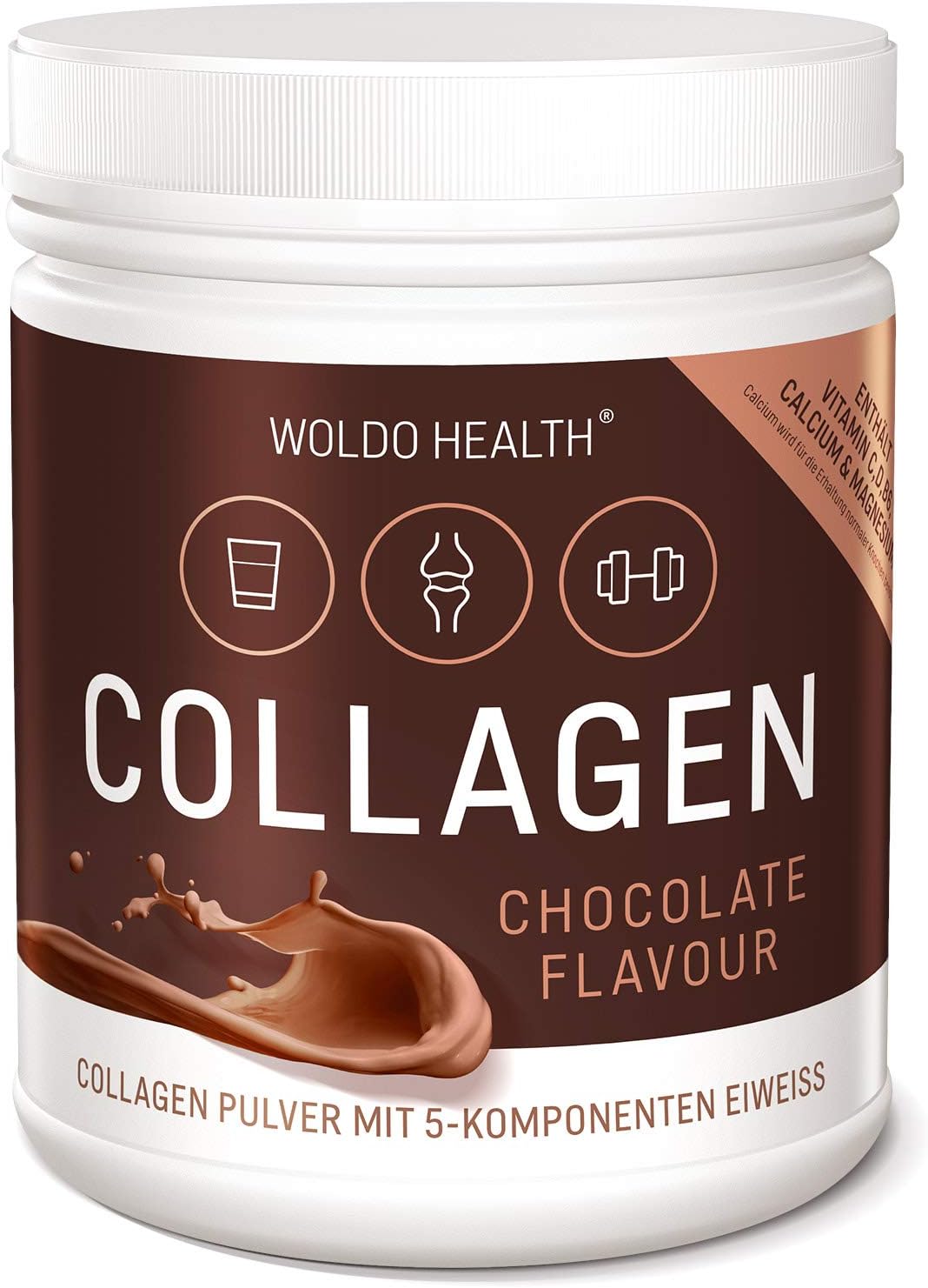 Collagen Powder Supplement Chocolate Taste – 500g Sugar-Free Bovine Collagen with 5-Component Protein