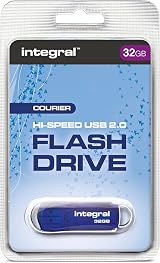 Integral 32GB USB 2.0 Flash Drive Courier Blue Translucent Capless Keyring view 4