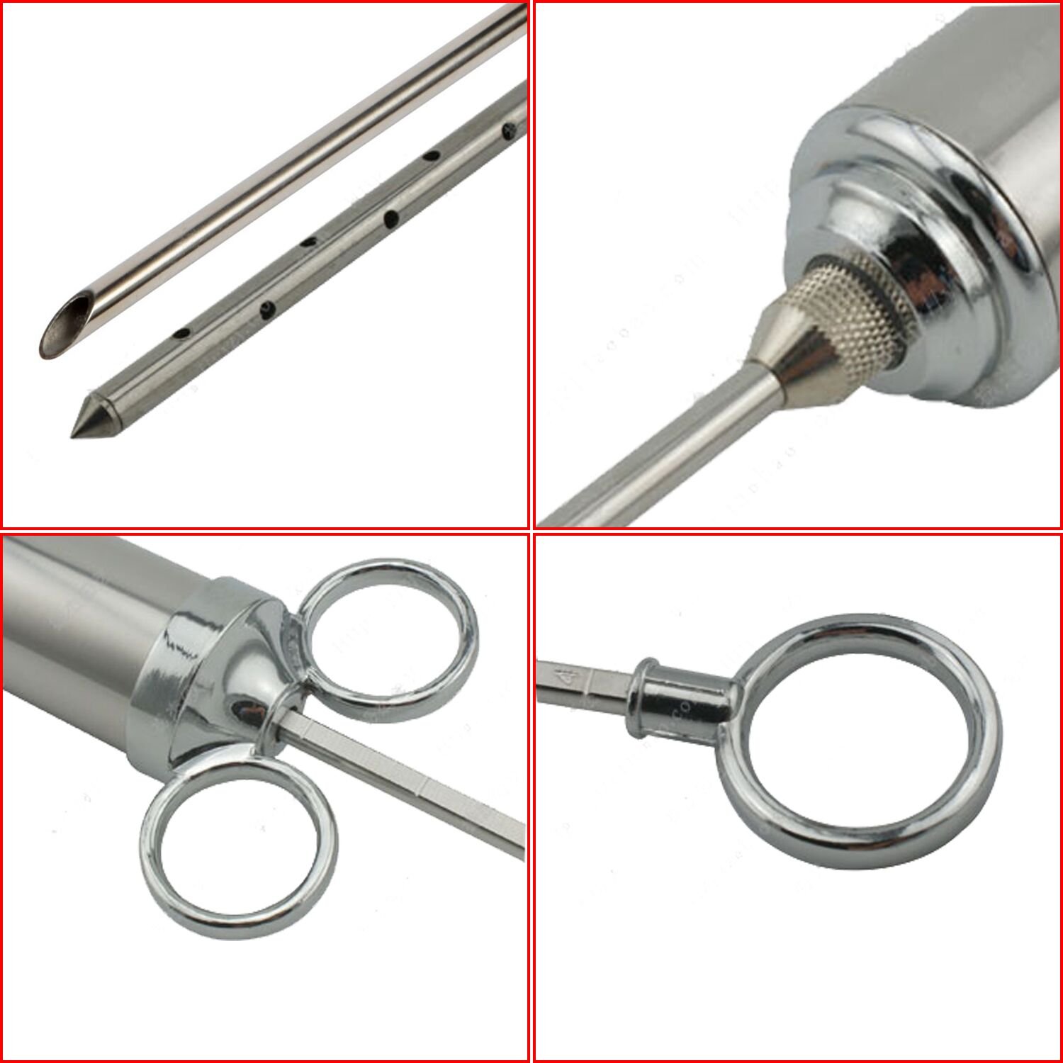 Naisidier 304 Stainless Steel Meat Injector Kit with 2 Professional Marinade Needles, 2-oz barrel