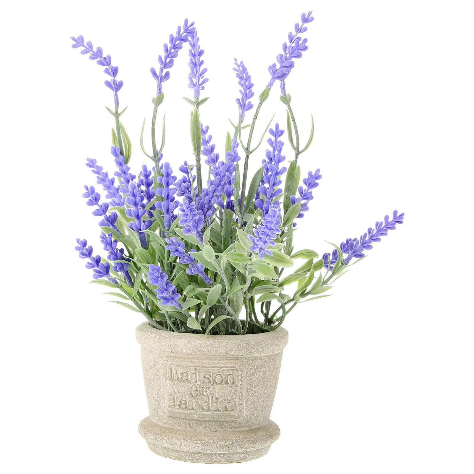 SEWACC Artificial Lavender Potted Plant Faux Lavender Potted Farmhouse Flower Decor Purple Decor for Home