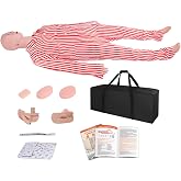 Patient Care Nursing Medical Manikin, Multifunction CPR Human Manikins 25 Items Nurse Skills Wound Demonstration with 3 Muscle Module &amp; Patient Gown &amp; Urinary Catheter for Teaching Pratice