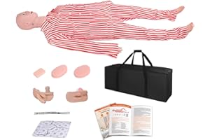 SFXYJ Patient Care Nursing Medical Manikin, Multifunction CPR Human Manikins 25 Items Nurse Skills Wound Demonstration with 3 Muscle Module & Patient Gown & Urinary Catheter for Teaching Pratice