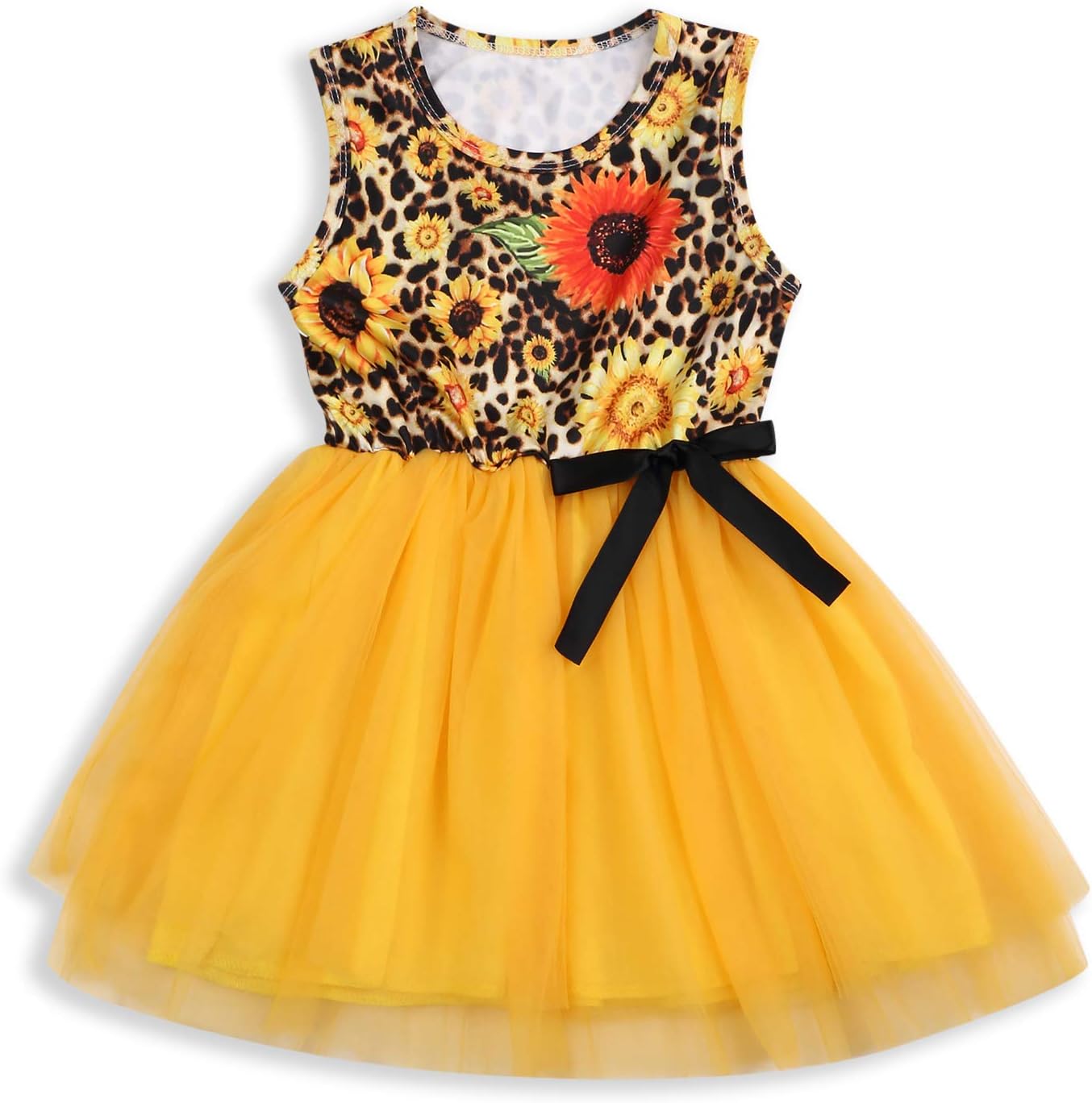 YOUNGER TREE Vestido de tutú de Girasol con Estampado de Leopardo para