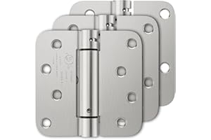 Luxbaro 3 Pack Self Closing Door Hinges, 4 Inch Spring Loaded Door Hinges, Adjustable Tension for Garage, Front Door, Back Door, for Left and Right Hand Door, 5/8'' Radius Corners, UL Listed