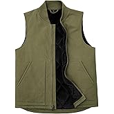 Men's Arctic Quilted Lined Duck Vest Washed Full Zip Up Utility Rugged Canvas Work Vest Jacket