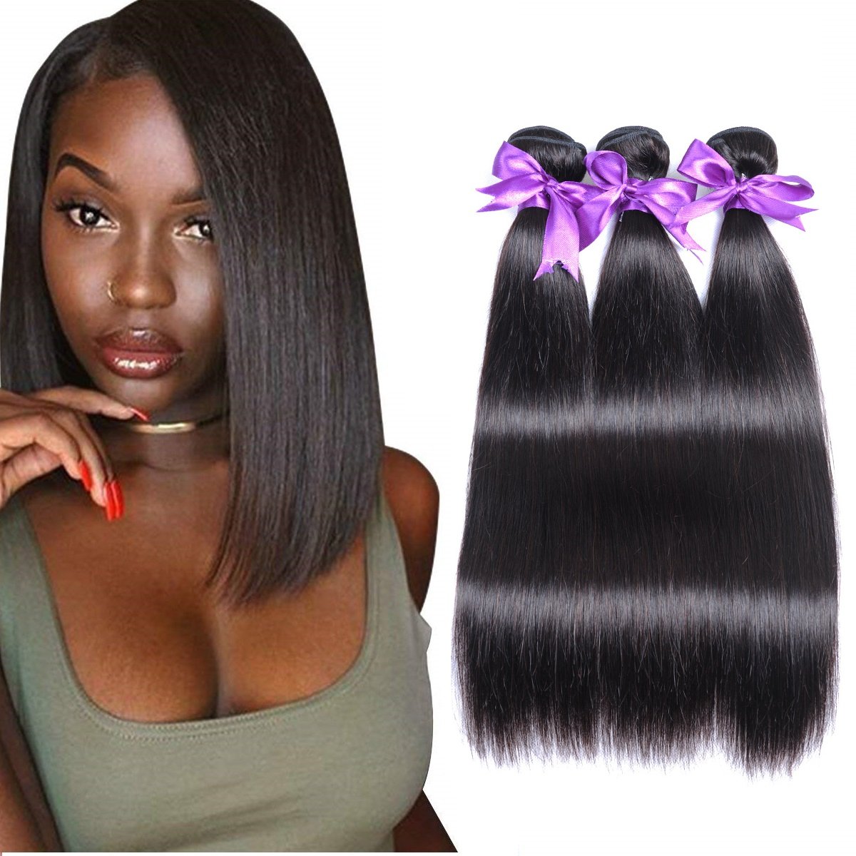 10 12 14 Ikarissa Hair Brazilian Straight Hair Weaves 3pcs