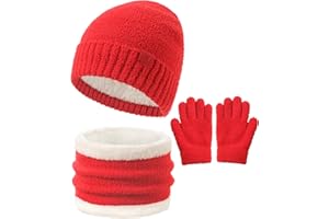 DS DADOU&XIAOSHAN Kids Hat and Gloves Set Girl Boys, Toddler Beanie Winter Hat Neck Warmer Gaiter Gloves Mittens Fleece Lined for 6-8 4t 5t 4-8