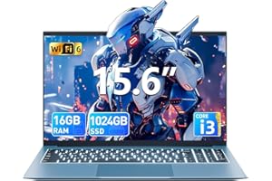 SGIN 15.6 Inch Laptop Computer, Win 11 Laptops with 16GB RAM 1024GB SSD, Core i3 CPU(Up to 3.9GHz), Backlit Keyboard, 53.2WH Battery, WiFi 6, IPS FHD Display, 180° Viewing, HDMI Type-C