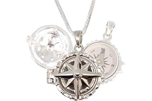 Stanley London Sterling Silver Compass Rose Locket with Working Compass
