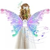 GOLDGE LED Electric Fairy Wings for Girls, Moving Butterfly Wings | with Lights &amp; Music, Toy for Halloween, Valentine, Birthday, Christmas, Party Costume, Princess Cosplay and Dress-Up