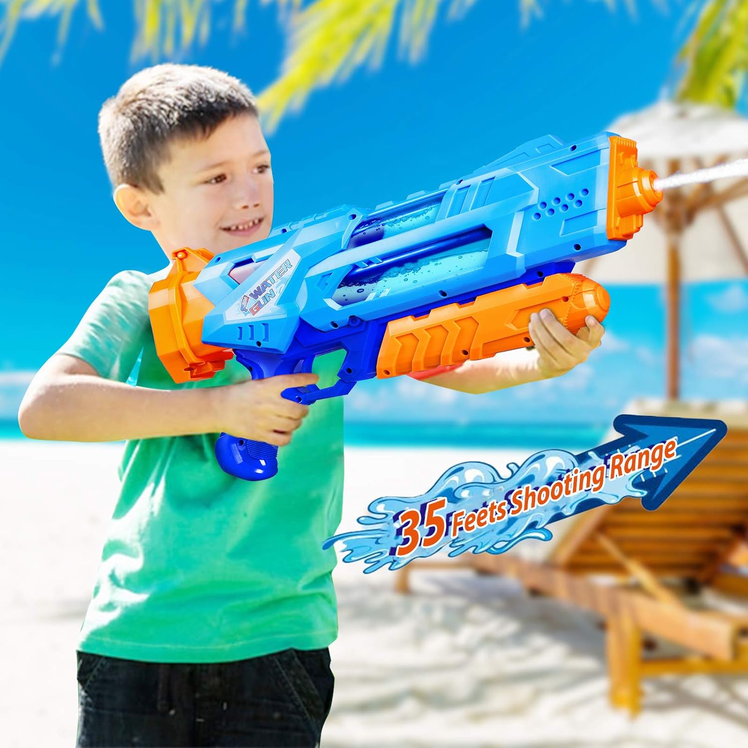 Super Water Guns for Kids & Adults, 2 Pack Super Water Blaster Soaker Squirt Guns, 1200cc High Capacity for Kids Ideal Gift Toys for Summer Outdoor Swimming Pool Beach Sand Water Fighting Play Toys: Toys & Games