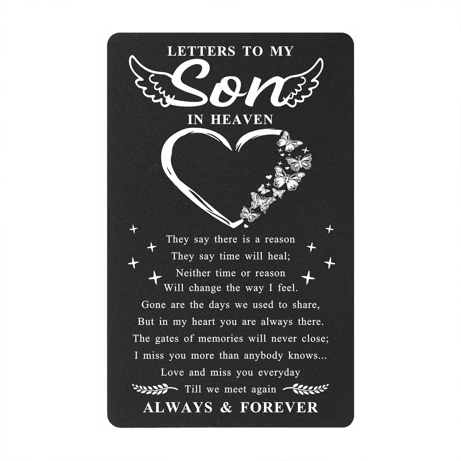 Memorial Card for Loss of Son- Letters to My Son from Heaven Gifts- Son Remembrance Bereavement Sympathy Grave