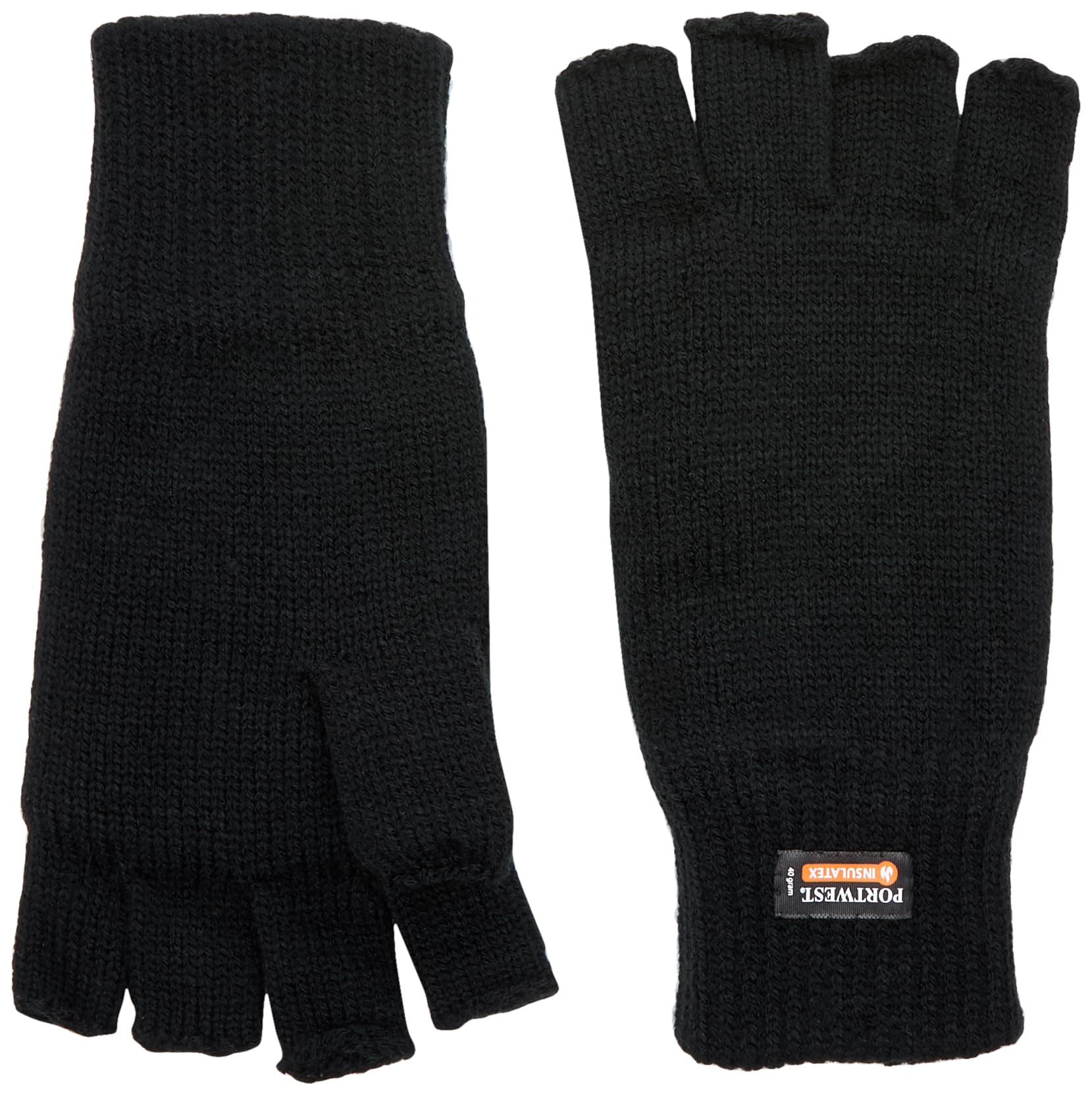 Portwest Fingerless Knit Insulatex Glove, Size: One Size, Colour: Black, GL14BKR