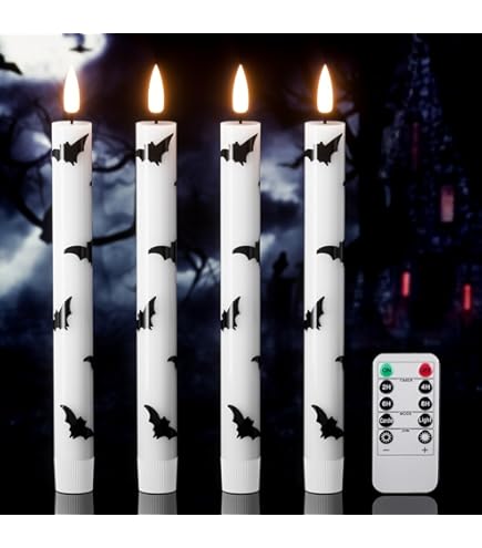 2Pack Pottery Barn Flameless Ghost Taper Candle - Halloween Decorations Indoor, Cute Ghost Taper Candles 9 5 Inch Halloween Ghost Party Decoration Candl