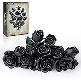 Black Roses Bouquet Building Set,Artificial Flowers Botanical Collection Blocks Kit,Compatible with Lego,Halloween Christmas 