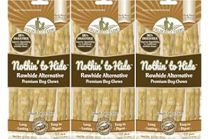 Fieldcrest Farms Nothing to Hide Natural Rawhide Alternative Twist Stix for Dogs - 3 Pack (30 Sticks) Premium Grade Easily Digestible Chews - Great for Dental Health (Peanut Butter, Small Stix)