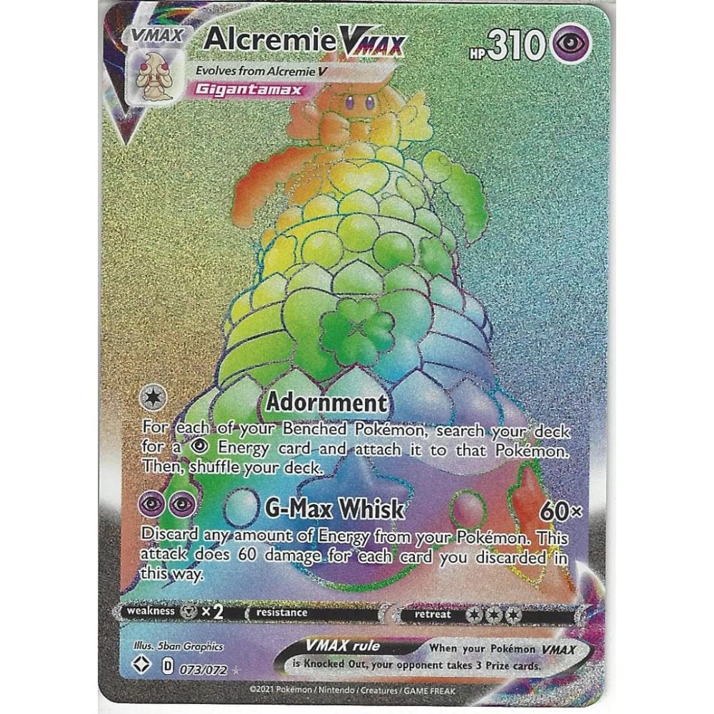 Pokemon TRADING CARD GAME 073/072 Alcremie VMAX | Rare Rainbow Card | Shining Fates