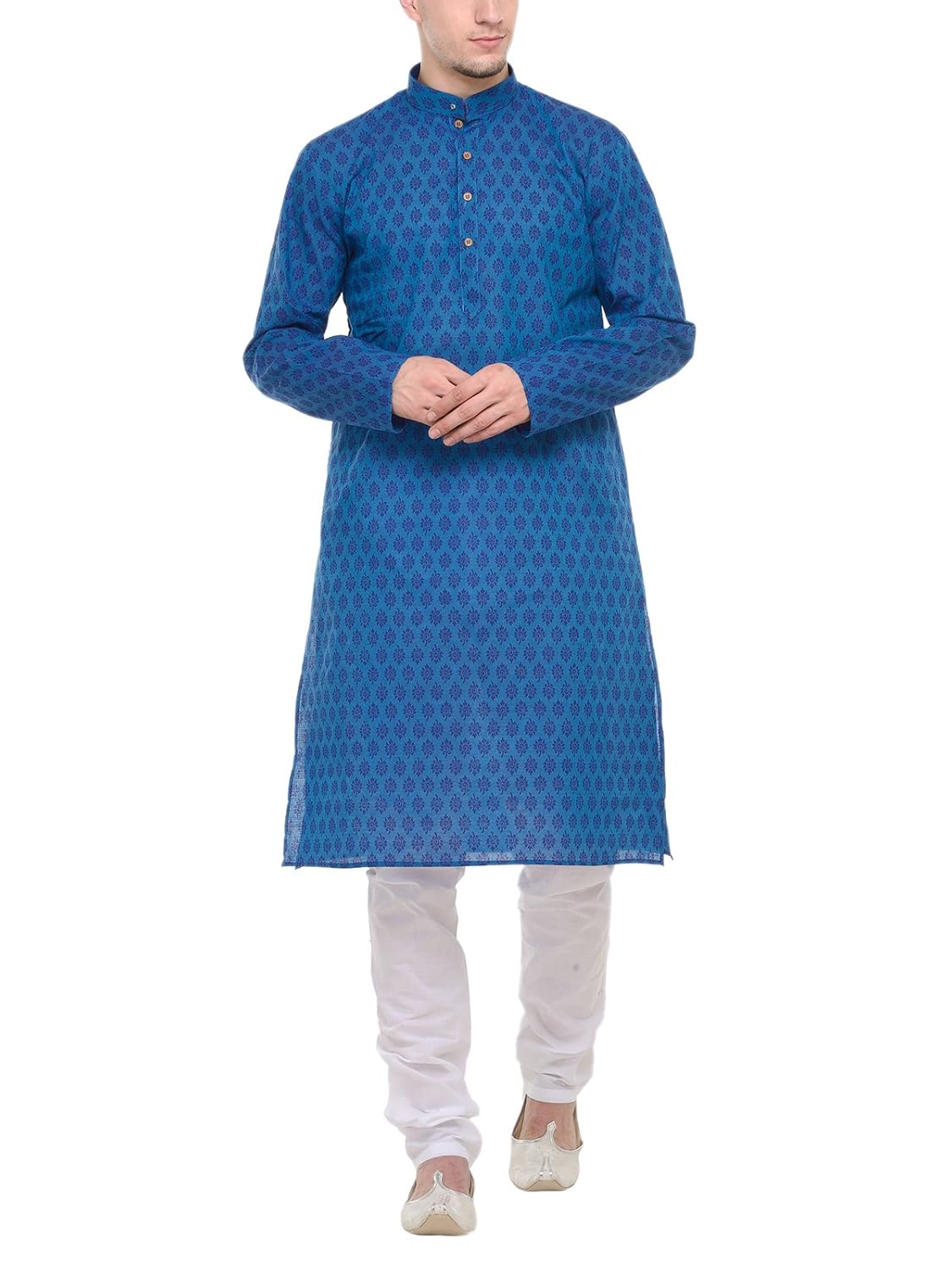 rg designers blue self printed full sleeves kurta pyjama set