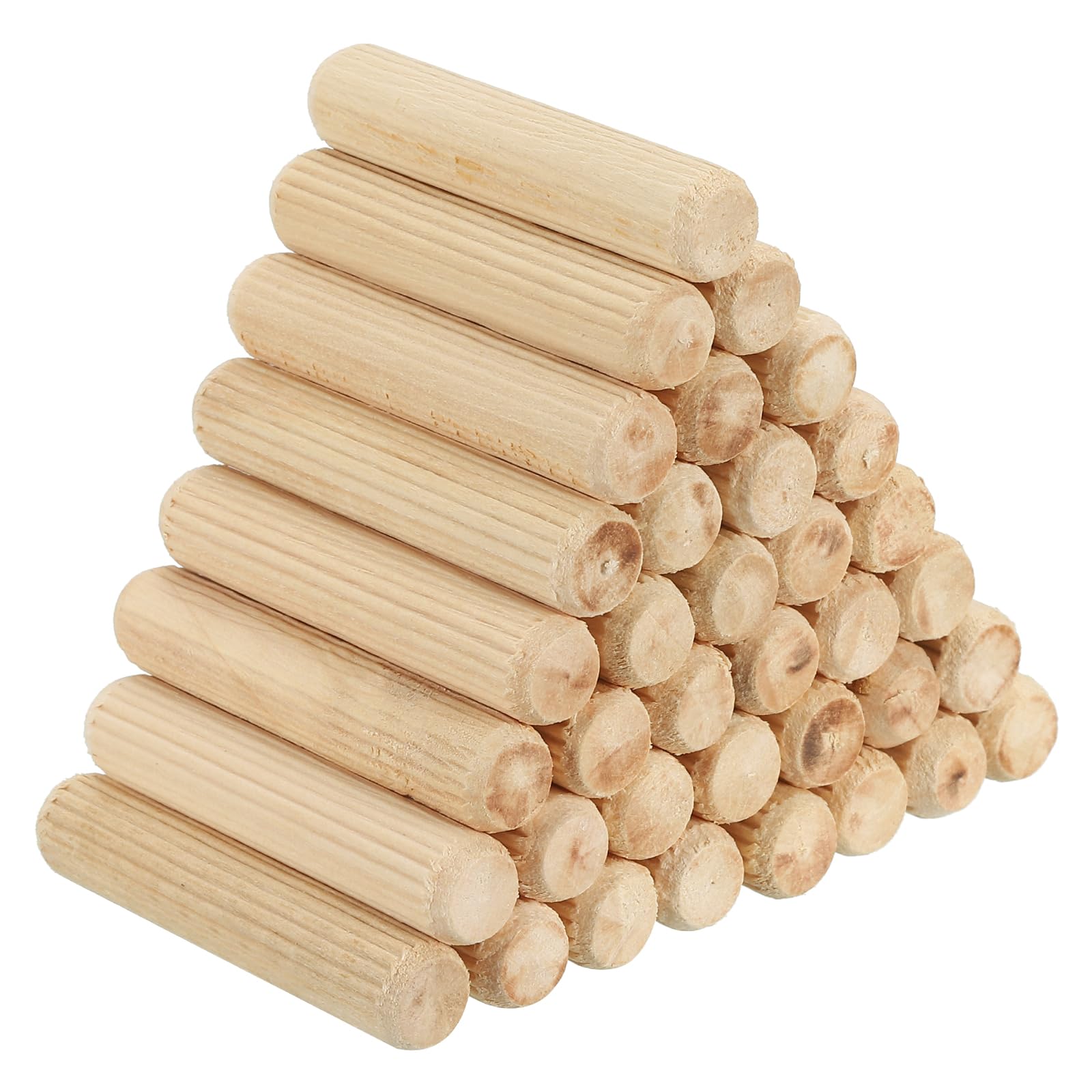 PATIKIL 3/8" x 2"(10 x 50mm) Wood Dowel Pins, 60 Pack Fluted Wooden Dowel Pin Straight Groove Rods for Furniture Door Art Crafts Projects