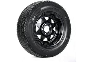 ST175/80D13 Heavy Duty Trailer Tires with Black Steel Rims 2-Pack, 6 Ply Load Range C, 5 Lug Bias Trailer Wheel, All-Weather 