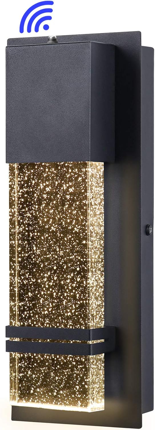 PARTPHONER Integrated LED Wall Lantern,Modern Wall Sconce Dusk to Dawn Outdoor Light Fixtures Wall Mount Porch Light 12W Lumen 3000K for Doorway Garden Hallway Patio Living Room