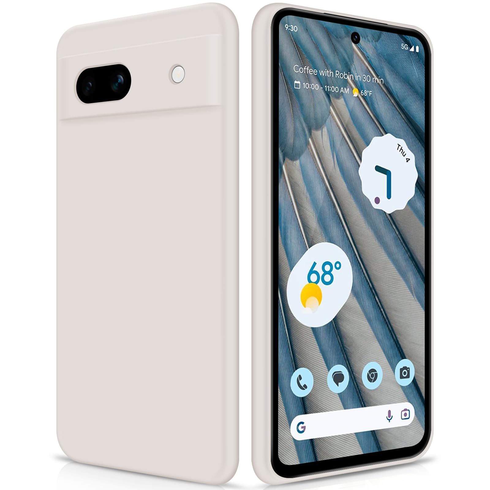 GiiYoon Case Compatible with Google Pixel 7A, Silky-Soft Touch Full-Body Protective Phone Silicone Case, Shockproof Cover with Microfiber Lining, off white — image 1