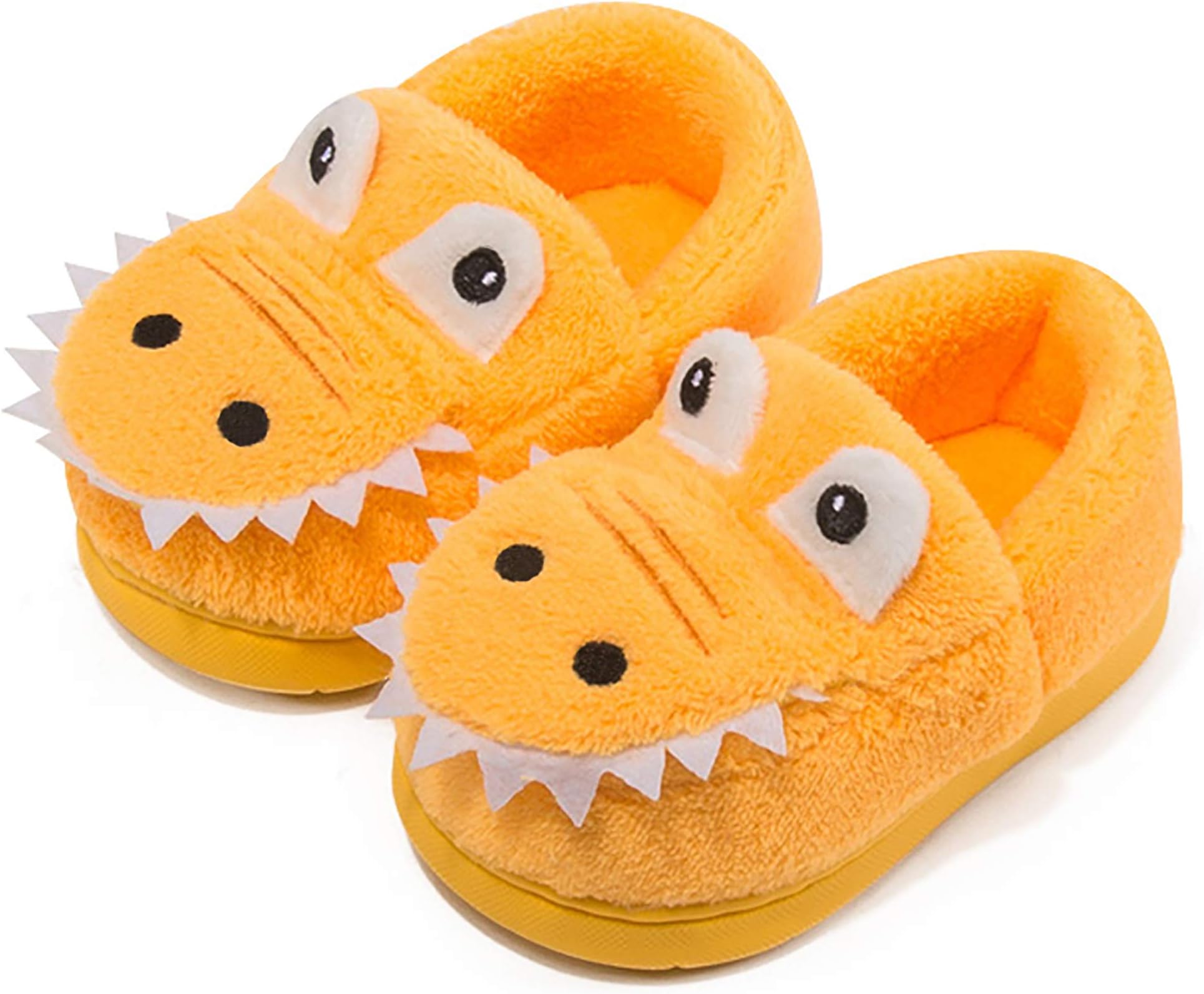 RONGBLUE Boys Girls Cute Dinosaur House Slippers Toddler Kids Fur Lined Warm Winter Indoor Bedroom Shoes