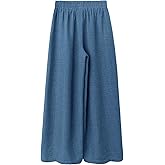 SOLY HUX Women's Linen Pants Elastic High Waisted Wide Leg Flowy Palazzo Casual Trousers