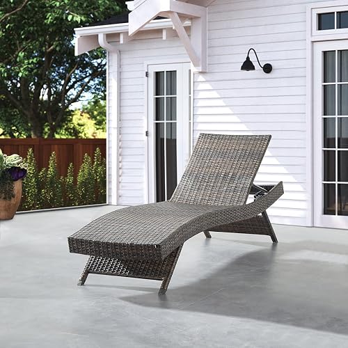Asifom 79'' Long Reclining Chaise Lounge Set (Set of 1), Outdoor Wicker ...