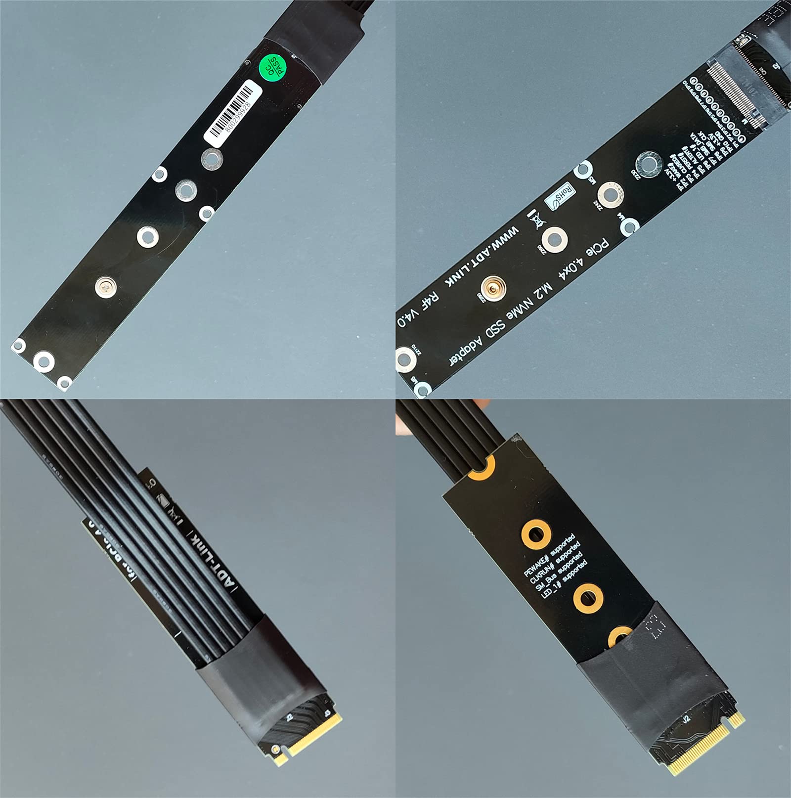 ADT-LINK M.2 NVMe SSD to PCI Express 4.0 X4 Extension Cable Full Speed 64G/BPS Solid State Drive Riser Card Support SSD 2230 2240 2260 2280 22110 (20CM,R44SF 4.0)