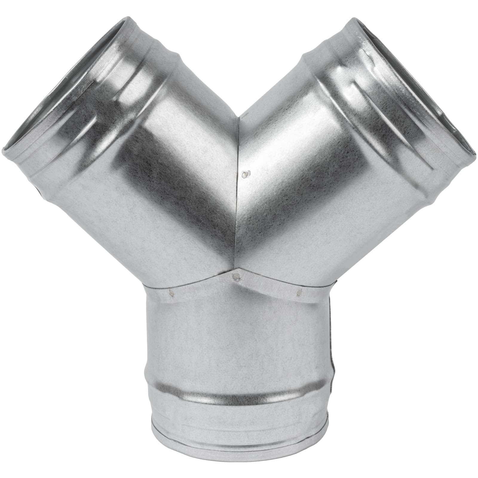4 to 4 Inch / 100 to 100 mm Y Shape Duct Splitter for Exhaust Fan, Dryer - Galvanized Steel Vent Ducting - 3 Way Duct Hose Connector, Y Shape, Y Joint Metal — image 1