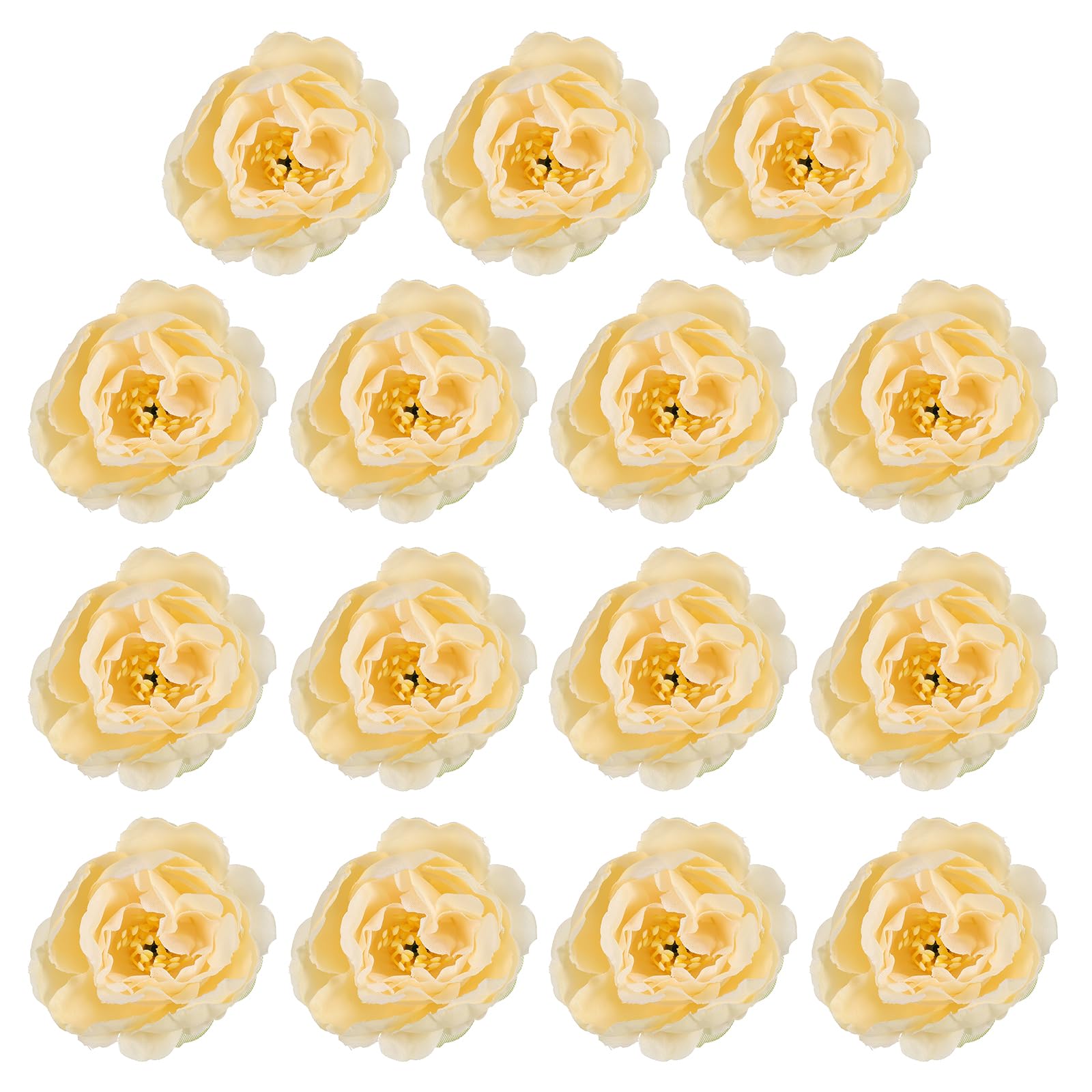 PATIKIL Artificial Flower Head, 15 Pcs Fake Flowers Heads Bulk Silk Peony Heads Simulation Flower for Bouquets Wreaths Wedding Decor, Champagne