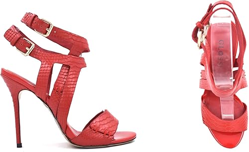 red strappy stiletto heels