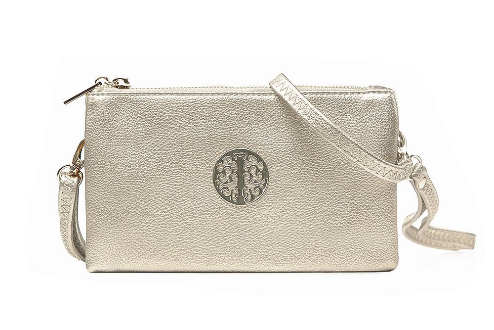 Long & Son Women's Small Clutch, Wristlet, Shoulder,Cross-Body Bags (Silver Grey)