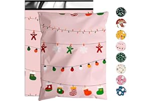 Jowlroel Christmas Poly Mailer 6x9 Inch 100 Pcs, Waterproof Shipping Bags for Clothing, Tear-Resistant Mailier Bags, Strong Mailing Bags with Self-Seal - Christmas Lights Printed