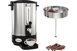 Vtsmax Commercial Coffee Urn 100 Cup 16L Electric Coffee Dispenser Stainless Steel Hot Beverage Dispenser for Party Restauran