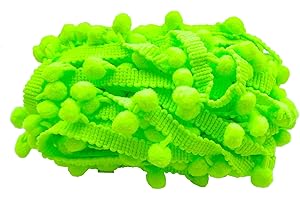 MONIDOOR Pom Pom Trim 8 Yards 8mm Ball Fringe Trim for Sewing Accessory Decoration DIY Crafts (Bright Green, 8mm 180816)