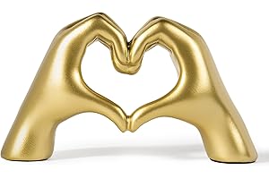 GENERIC Gold Decor Living Room - Small Shelf Decor Aesthetic - Heart Hands Sculpture - Teen Girls Bedroom Knick Knacks - Cute Home Shelves Accent - Table Statue Love Decorations Gifts (Gold)