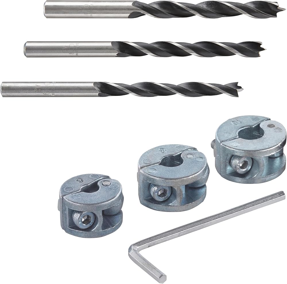 Wolfcraft Depth Stop Drill Bit Set Wood Softwood 6 8 10mm Chrome Vanadium Allen