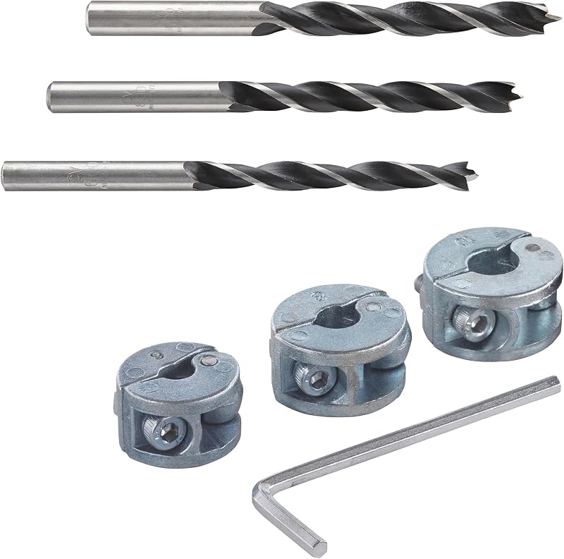 Wolfcraft Depth Stop Drill Bit Set Wood Softwood 6 8 10mm Chrome Vanadium Allen