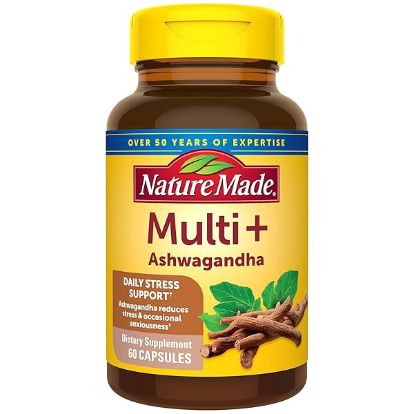 NATURE MADE MULTI + ASHWAGANDHA, MULTIVITAMIN FOR DAILY STRESS RELIEF SUPPORT, ONE PER DAY MULTIVITAMIN, 60 CAPSULES