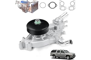REENKEY Engine Water Pump Kit AW5104 with Gasket & Thermostat Compatible With with Chevy Express Silverado Tahoe Tiltmaster Trailblazer Suburban,GMC Sierra Forward Envoy Yukon, Buick, Cadillac, Hummer