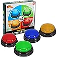 4-Pack Buzzers for Trivia Games: Game Show Buzzers Buttons, Answer Buzzers for Classroom, Game Buzzers with Lights and Sound Great for Trivia Games and Family Game