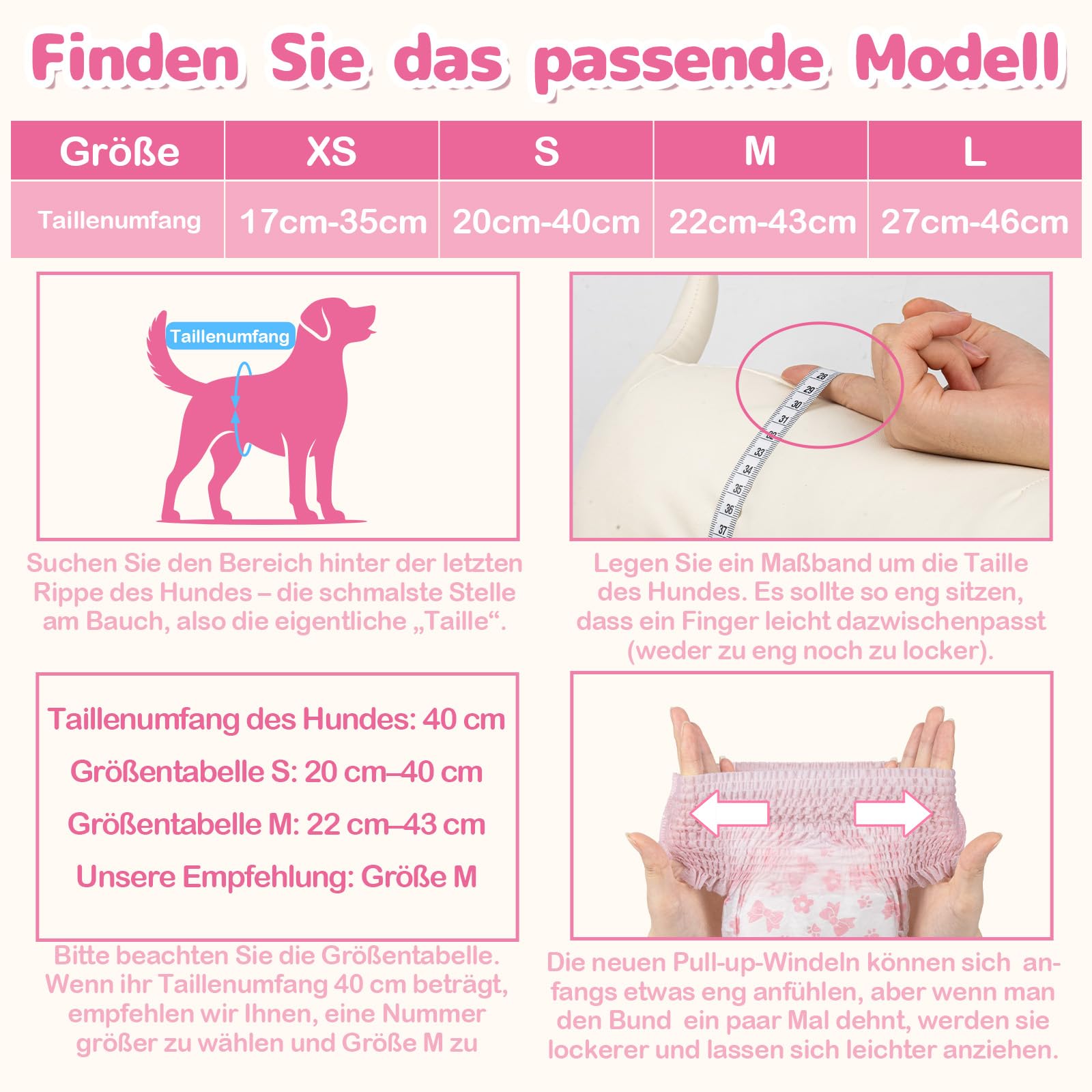 Dono Hundewindeln für Hündinnen, 10 Stück, Läufigkeitshose, Hunde Windeln Weiblich, Pull-up-Hundewindeln, Windeln für Hunde, Katzenwindeln, super saugfähig, incontinenz, XS (20-38 cm) 2