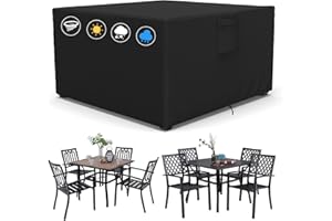 AKEfit Patio Furniture Covers,500D Heavy Duty Waterproof for Outdoor Square and Retangle Patio Table and Chair Covers, Black -78"L x 78"W x 33"H