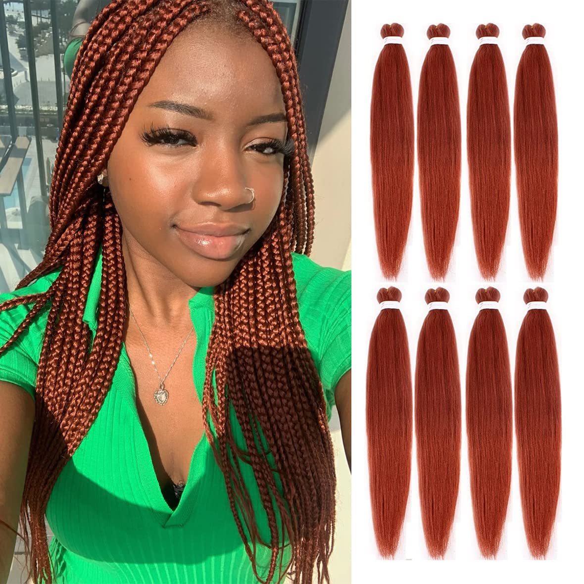 Leeven 16 Inch Pre Stretched Braiding Hair Black Kanekalon 8 Packs EZ Braiding Hair Crochet Braiding Hair Extensions /350# โ image 1