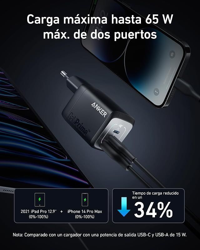 Carregador anker 67w usb-c, carregador de parede anker prime gan, carregador rápido dobrável compacto de 3 portas, para macbook pro/air, ipad pro, iphone 14/pro, galaxy s23/s22, note20, pixel, apple watch e muito mais