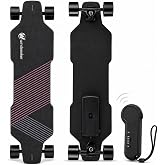 Electric Skateboard, Electric Skateboard with Remote Control for Beginners, 350W Brushless Motor, Max 12.4 MPH, Carver E-Ska with DIY Stickers