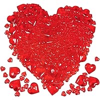 700 Pcs 2 Sizes Red Acrylic Hearts Charms Crystal Heart Shaped Diamond Gems Valentines Decorative Heart Gems for Valentine's 