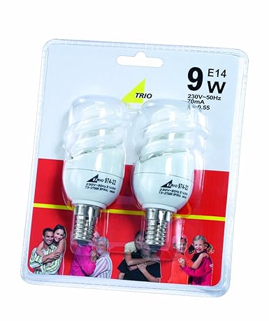 Trio 974-22 Energiespar-Leuchtmittel / 2er Blister / Spirale / E14 9 W / weiß